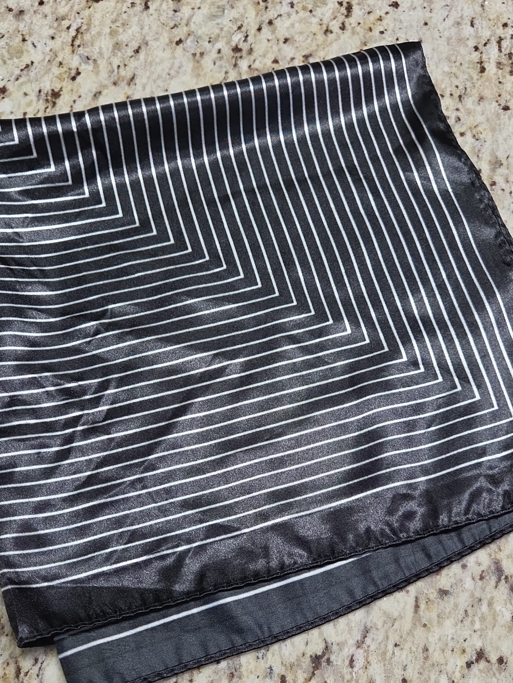 22in Square Black & White Geometric Satin Scarf